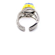 Sterling Silver Ring with Blue Agate and Gold-Plated Bezel