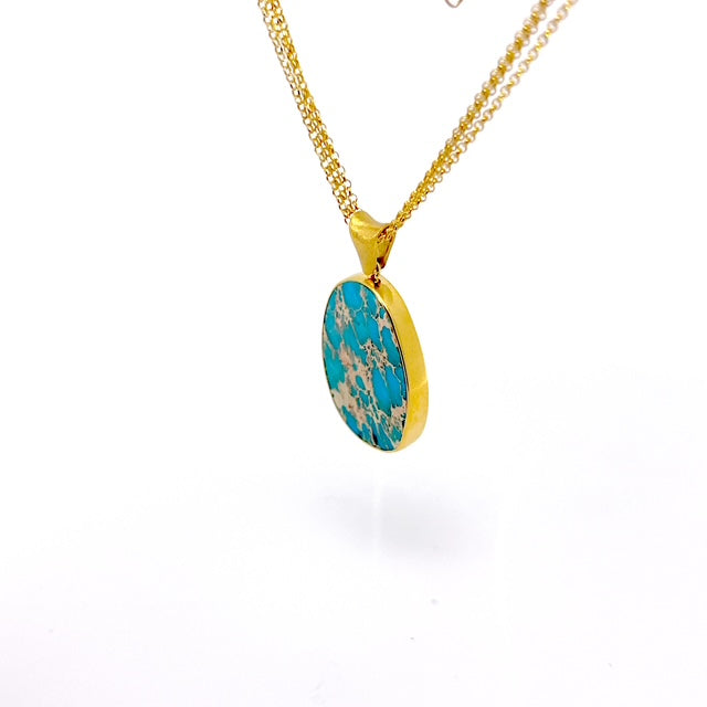 Gold Vermeil Pendant Necklace with Turquoise-Opal