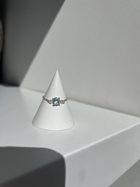 Aquamarine Chain Ring