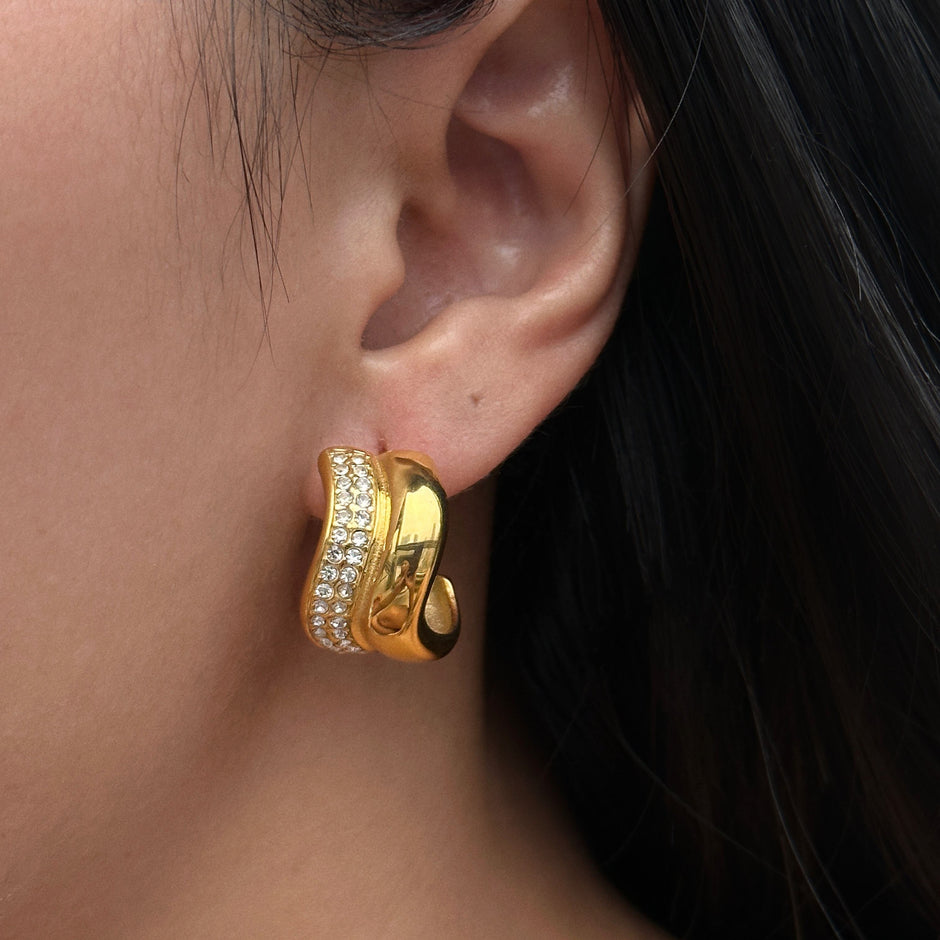 Zircon Snail Hoop Earrings